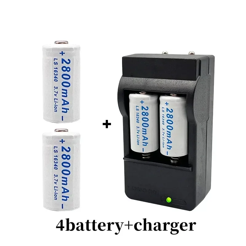 2024 NEW CR123A RCR 123 ICR 16340 Battery 2800mAh 3.7V Safety Camera Rechargeable Battery Lithium Ion L70 Plus Charger