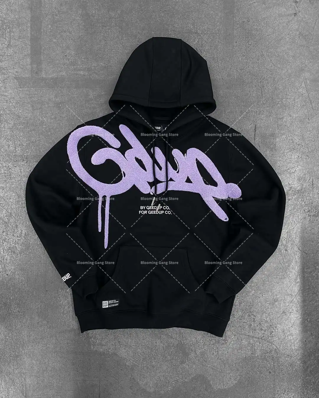 

English Graffiti Print Man Hoodie Big Pockets Draw Stretch Casual Loose Version American Hip-hop Style Young Couple Sweatshirts