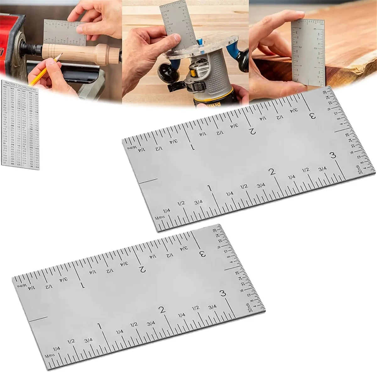 

A002 Square Edge Ruler, Woodworker Edge Ruler Stainless Steel Square Edge Ruler, Straight Stair Markings Corner 2PCS