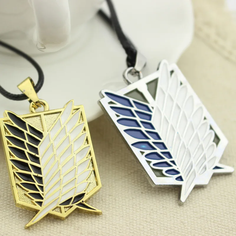 Hot Attack on Titan Necklaces Pendants Wings Of Liberty Metal Unisex Leather Chain Fashion  Jewelry Pendant Two Colors