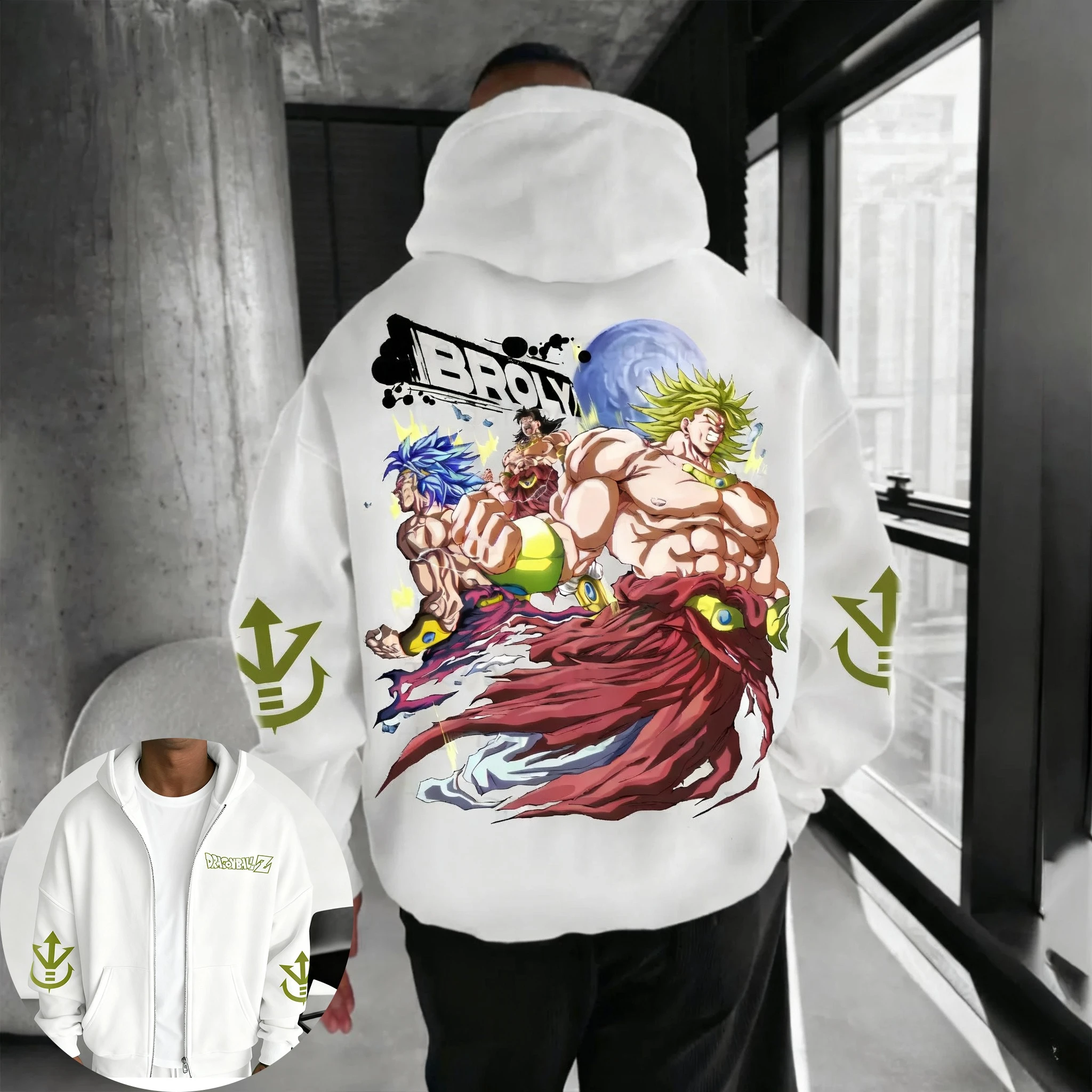 Hoodie Resleting Anime Dragon Ball 2025 Pria Musim Gugur/Dingin Gaya Harajuku Jepang Baru Serbaguna Kasual Sweater Longgar
