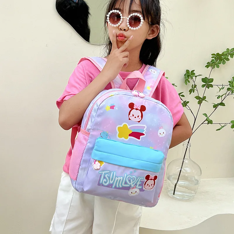 MINISO 2023 New Children\'s Bag Fashion Cartoon Animation Oxford Cloth Backpack Kindergarten Girls Color School Bag Backpack