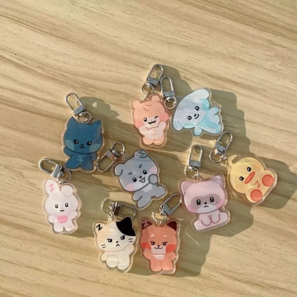 Boy Group Animal Shaped Acrylic Transparent Keychain Bag Pendant Accessories Friend Gift Cute Keyring Jewelry Fan Supporting