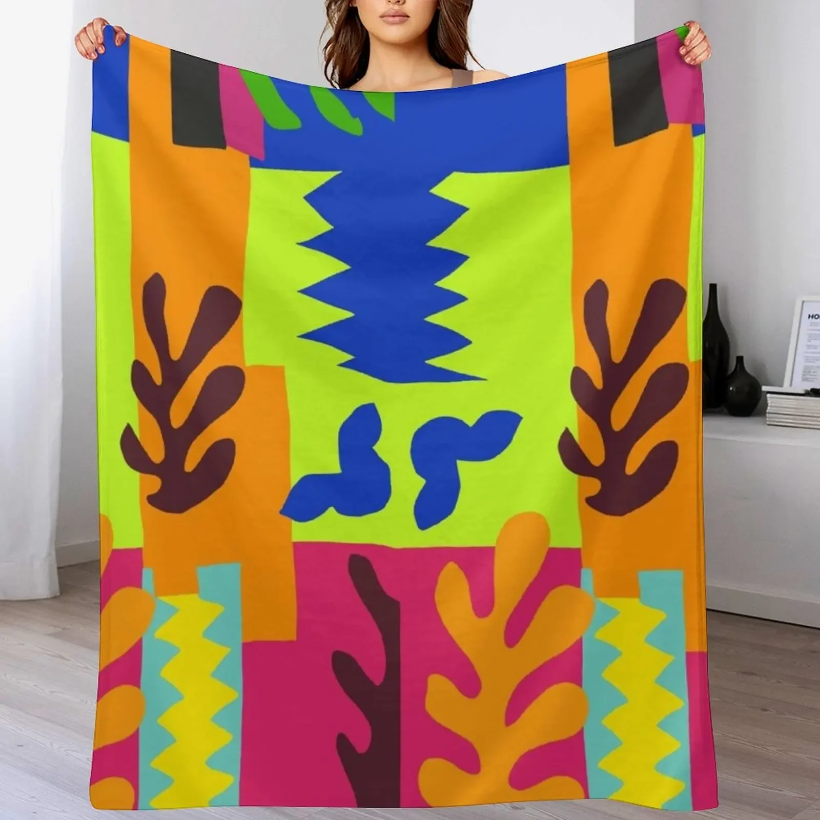 

Matisse Inspired Colorful Collage #3 Throw Blanket Luxury Designer Single Blankets