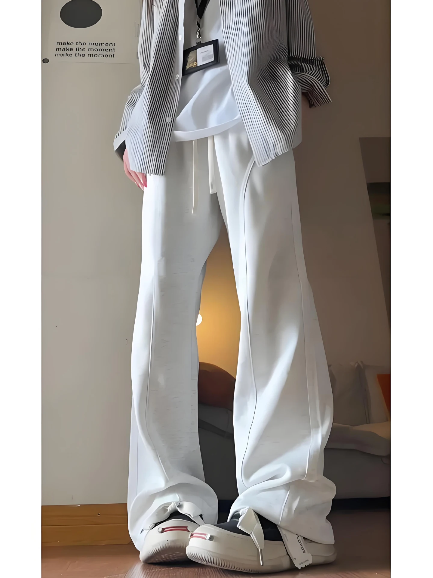 

Мужские прямые брюки Cleanfit American Sle White для осеннего сезона, повседневные спортивные брюки с микро-клешем и угловым кроем