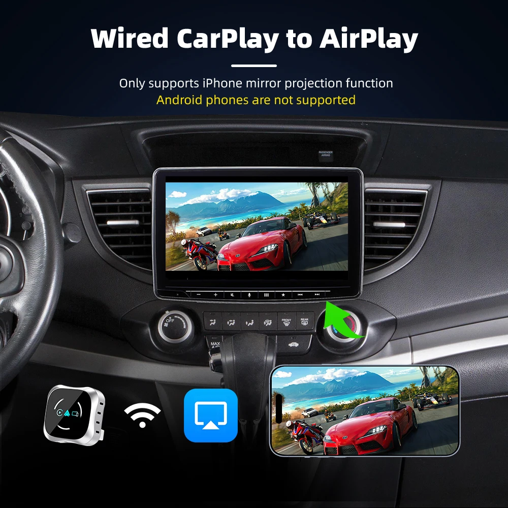 EKIY Wireless CarPlay Android Auto Adapter USB Plug and Play WiFi