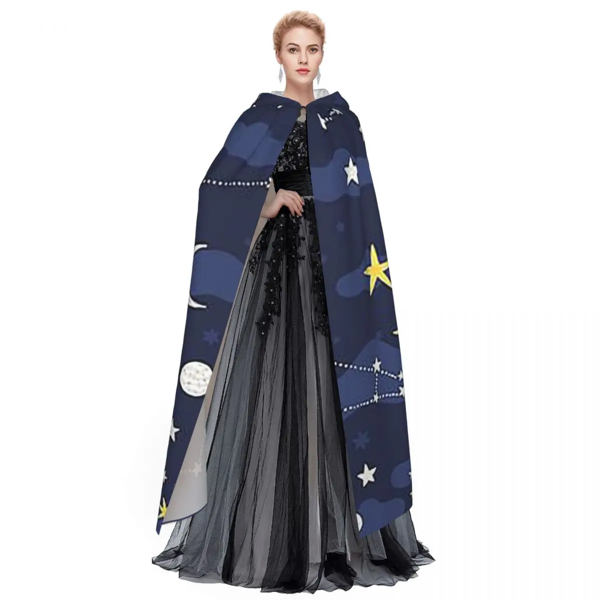 干支星座スペースロングフード付きマント魔女中世コスチュームコスプレケープハロウィンパーティー大人ユニセックス