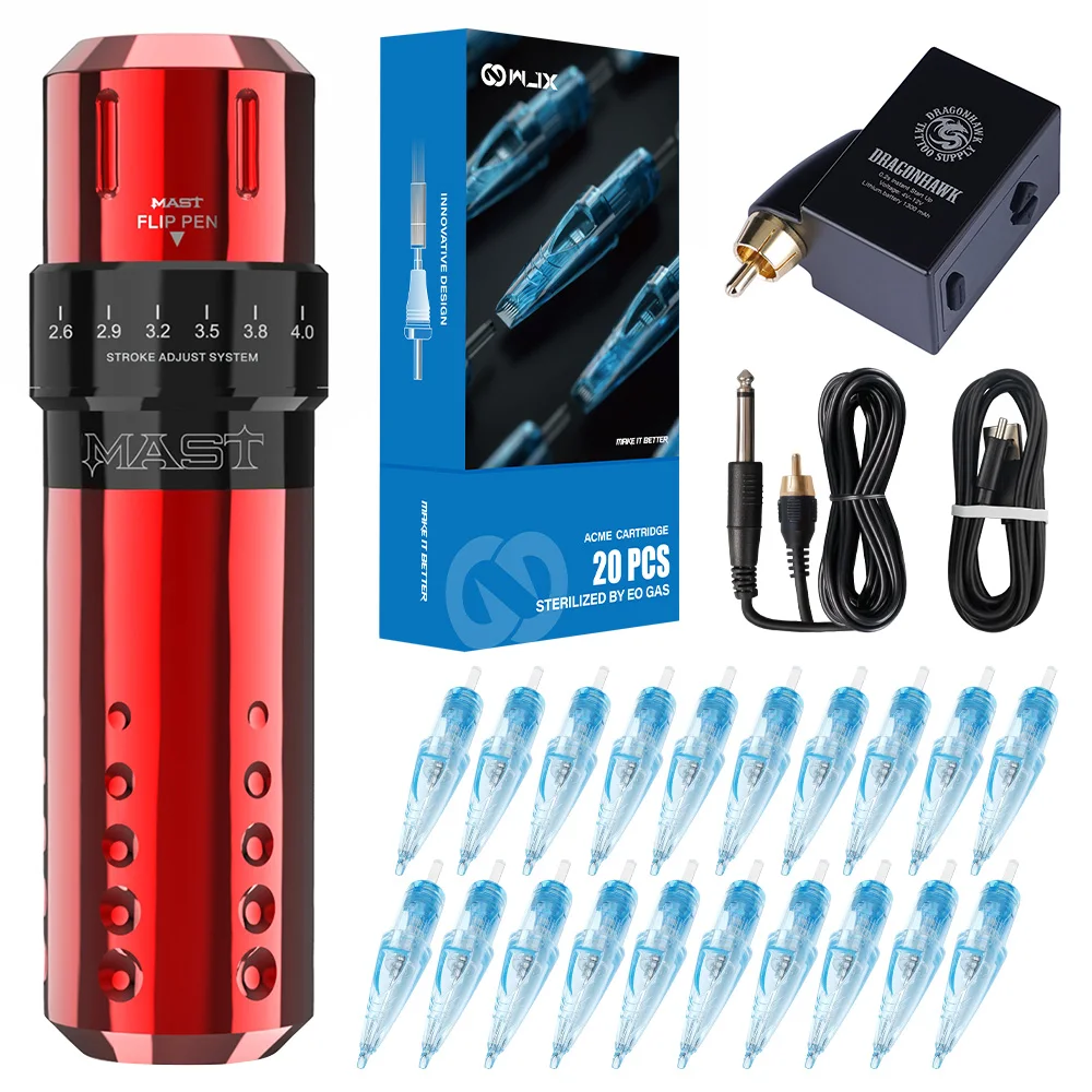 Mast Flip Rotary Tattoo Pen With WJX Cartridge Kit