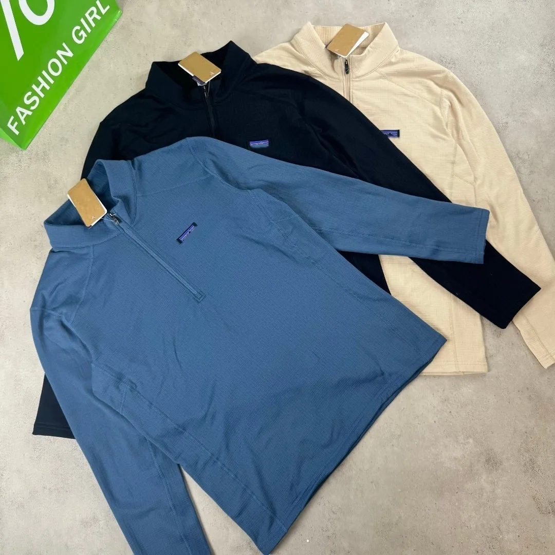 

High Elastici Fce Lined f Zip Hoodie Long Sve Thermal Base irt Casual Outdoor Sports T-irt for Men Warmth ab...