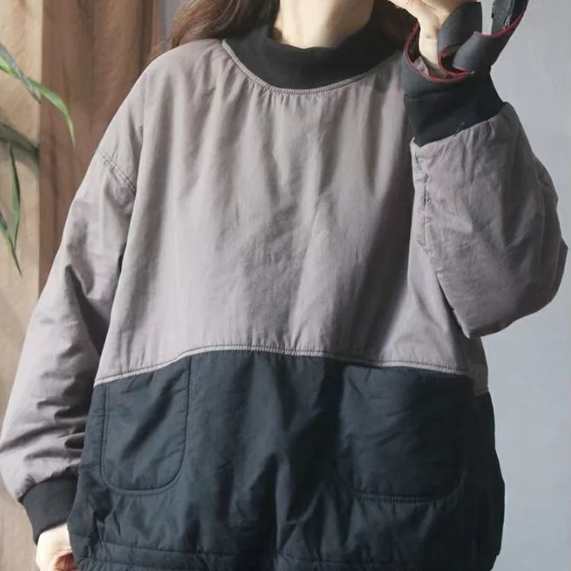 

Parkas Women S-5XL Winter Keep Warm Simple All-match Leisure Fashion Elegant Femme Retro Patchwork Designer Teens New Thick Chic