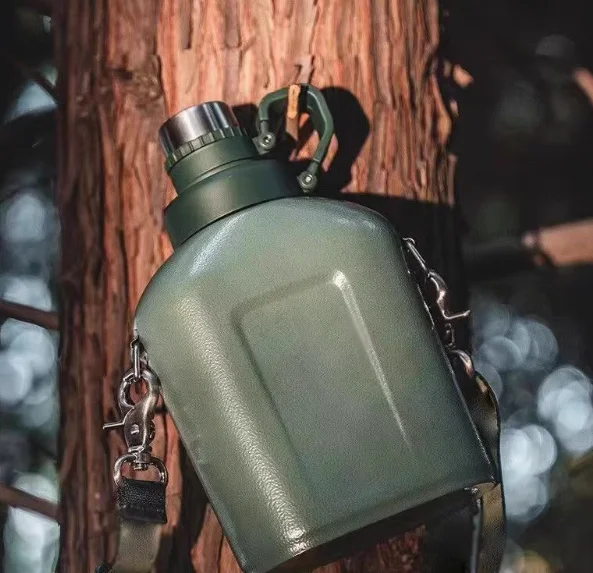 Modern Styles Stainless Steel 1L Vacuum Insulated Eco-Friendly Travel Water Bottle Outdoor Large Capacity Portable Flat Camping