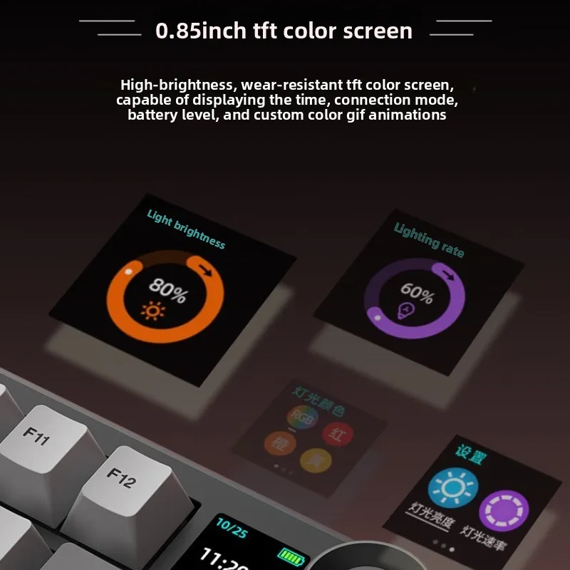 AJAZZ AK820MAX Mechanische Tastatur, Tri-Mode, kabellos, 8000 mAh, Dichtungsstruktur, Multifunktionsknopf, individuelle Gaming-Tastatur