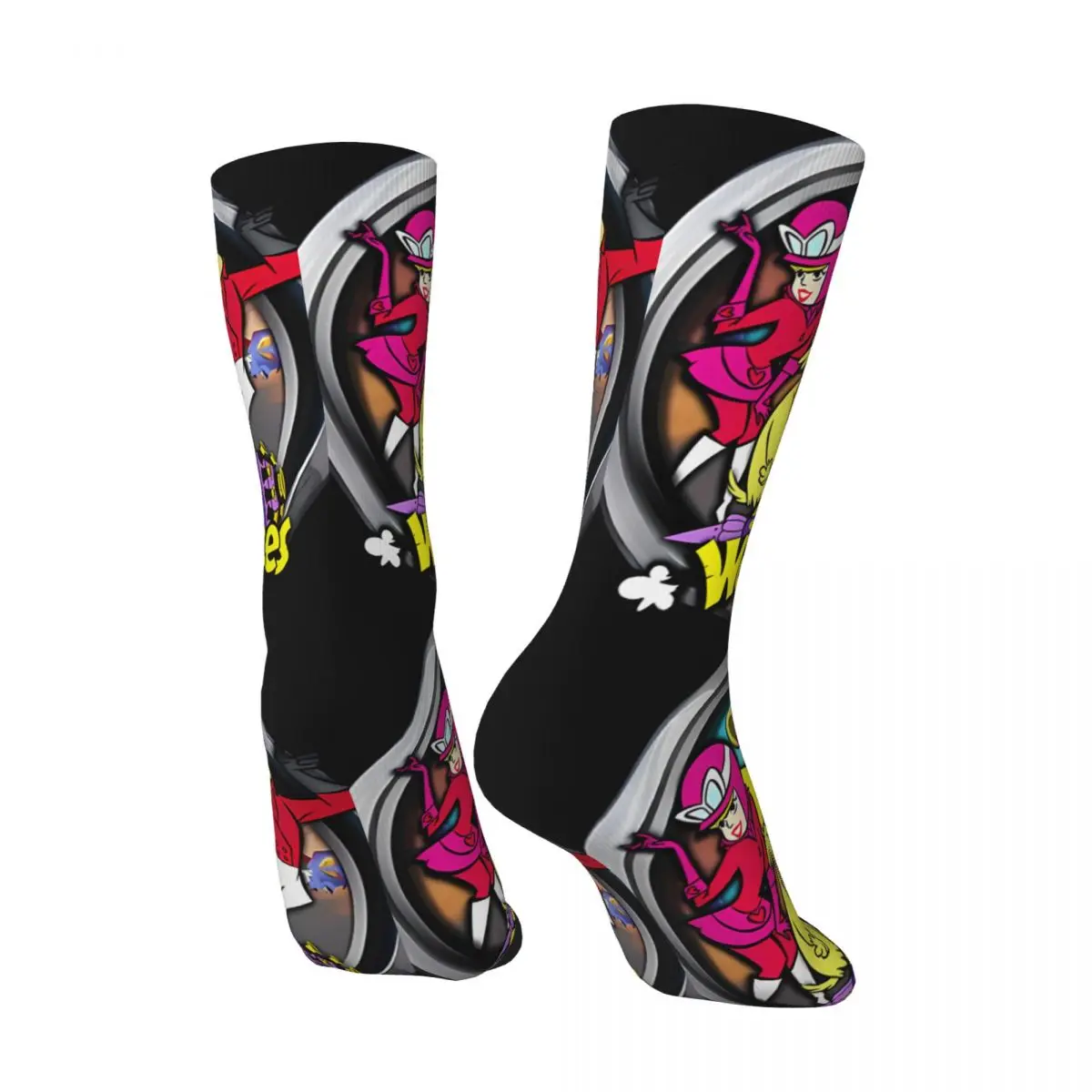 Meias Fan Engraçadas e Felizes Masculinas Harajuku Retro, Corridas W-Wacky, Estilo de Rua, Novidade Casual Tripulação, Presente Crazy Sock Impresso