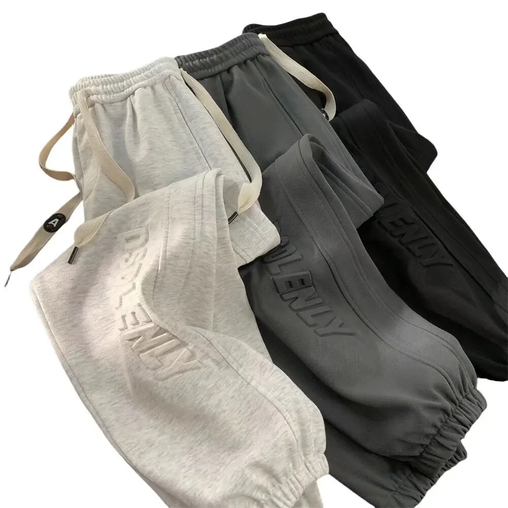 

Осенние и зимние повседневные брюки, двусторонние хлопковые спортивные брюки, брюки на ножках с алфавитом