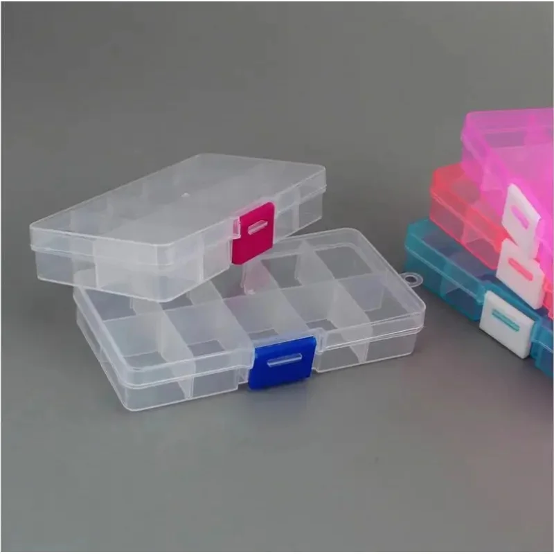 1/2/3pcs 10 Slots ( Adjustable) Plastic Jewelry Box Storage Case Craft Jewelry Organizer Beads Diy Jewelry Making