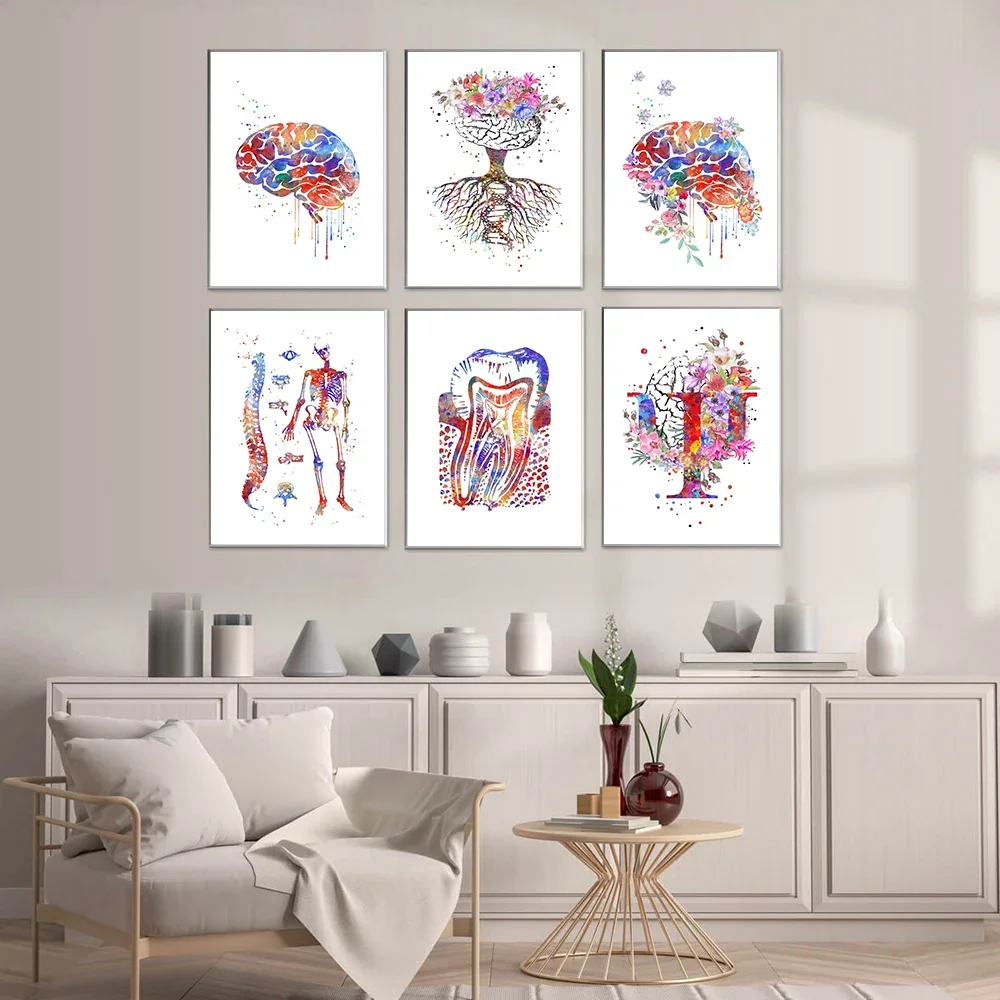 Human Anatomy System Wall Art Canvas Painting Posters And Prints Brain Mind Spine Wall Pictures Medical Education Home Decor