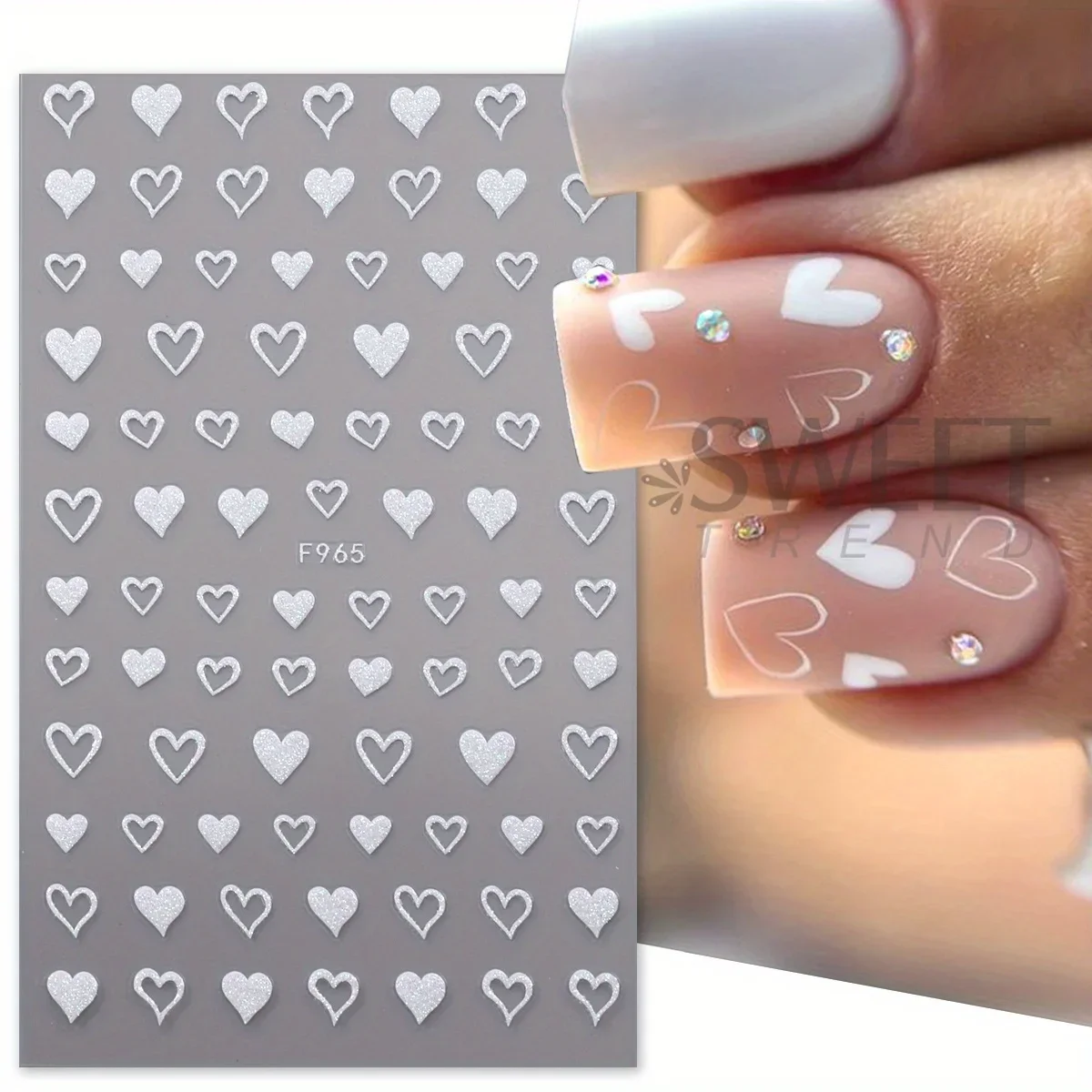 3 pezzi adesivi per unghie olografici glitterati Shimmer cuore bianco stella farfalla design decalcomanie 3D cursori tema kawaii manicure decor