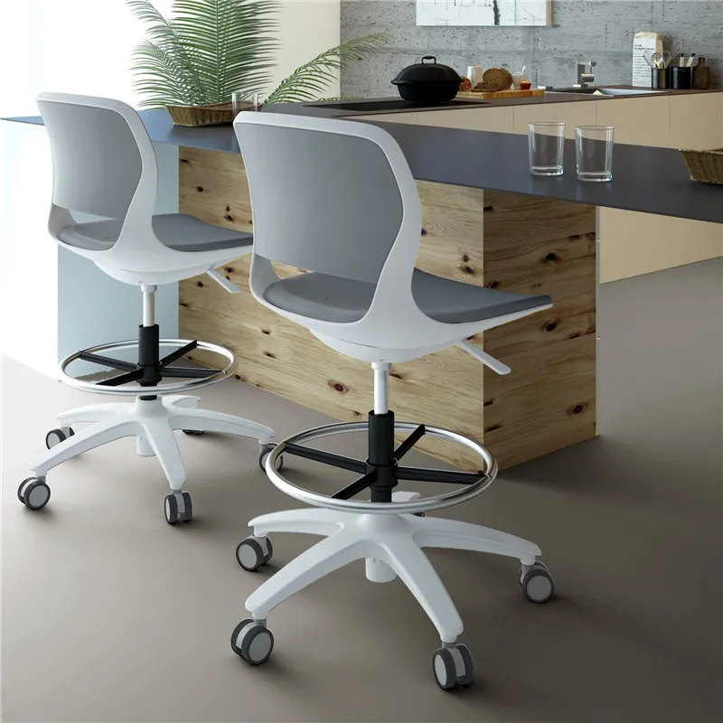 

Drafting Chair with Footrest PU Leather Upholstered Adjustable Height Tall Office Chair for Standing Desk