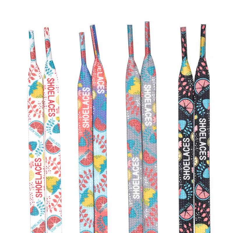 1Pair Fashion Colorful Fruits Shoelaces Rubber Band for Shoes Flat Canvas Shoes Laces for Sneakers Sports Shoestring Accessories