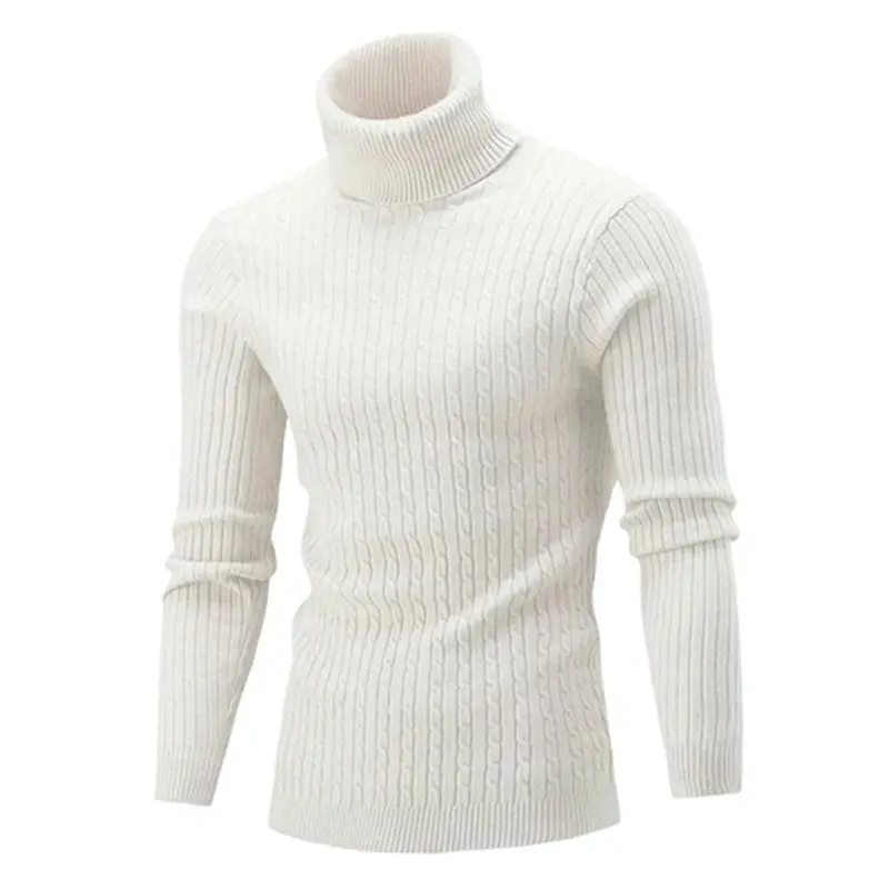 Jesienno-zimowy męski sweter z golfem męskie dzianinowe swetry Rollneck sweter z dzianiny ciepły męski sweter Slim Fit swobodny sweter