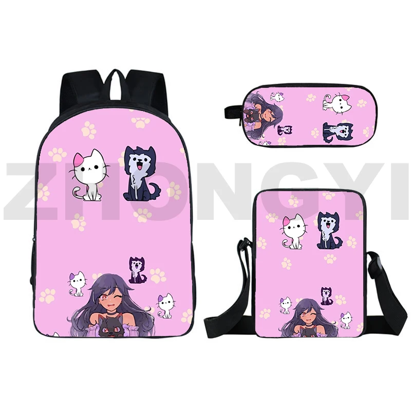 Ransel 3D untuk remaja wanita Kawaii kembali ke sekolah 16 inci Anime 3 buah/Set sebagai tas kucing untuk Gadis bepergian ransel siswa