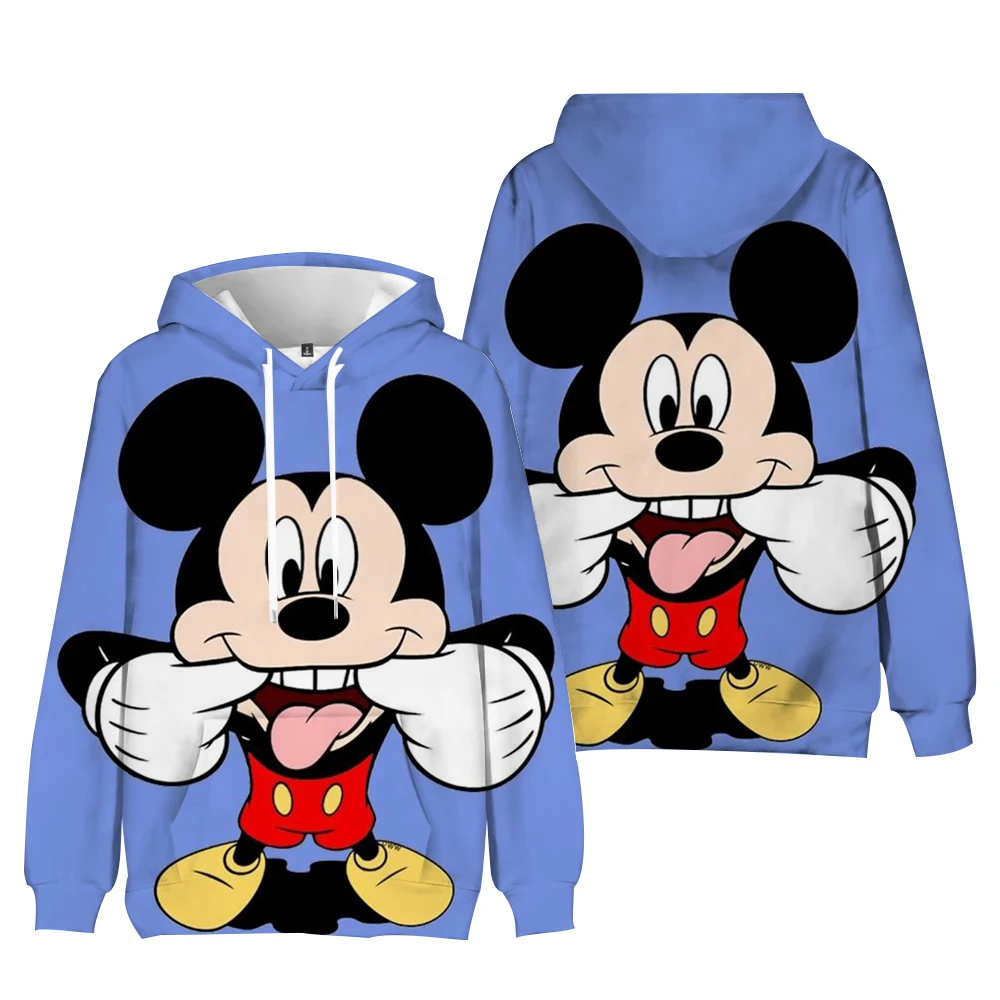 Disney Men\'s Hoodie Mickey Minnie Pullover 3D Cartoon Print Men\'s Wear New Oversized Men\'s Hoodie Autumn Fashion Men\'s Clothing