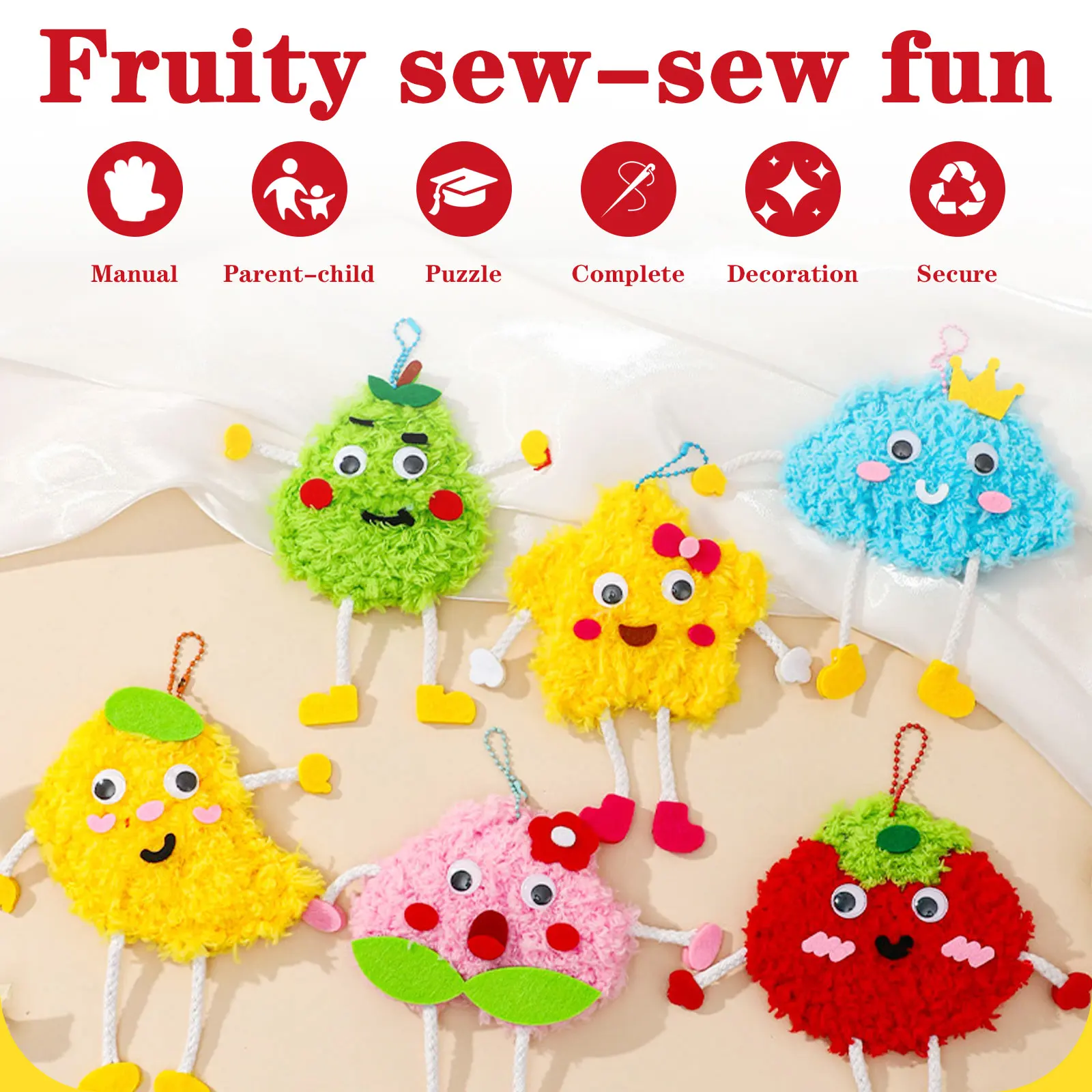 Sewing Kit for Beginners Easy DIY Projects Cute Cartoon Star Fruits Dolls Make Your Own Pendant Charms Birthday Gift Felt Crafts - view 2