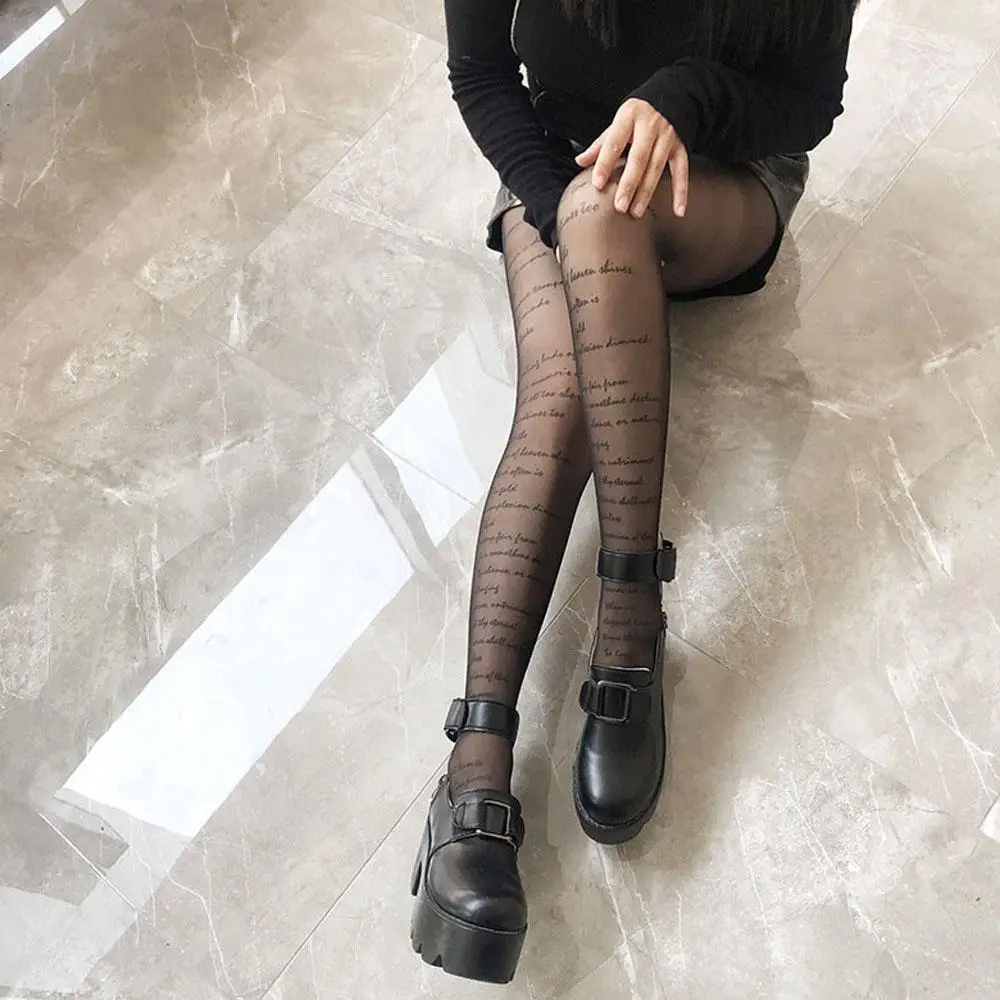 Party Gift Letter Nylon Anti-hook Transparent Tights Tattoos Pantyhose Inscriptions With Patterned