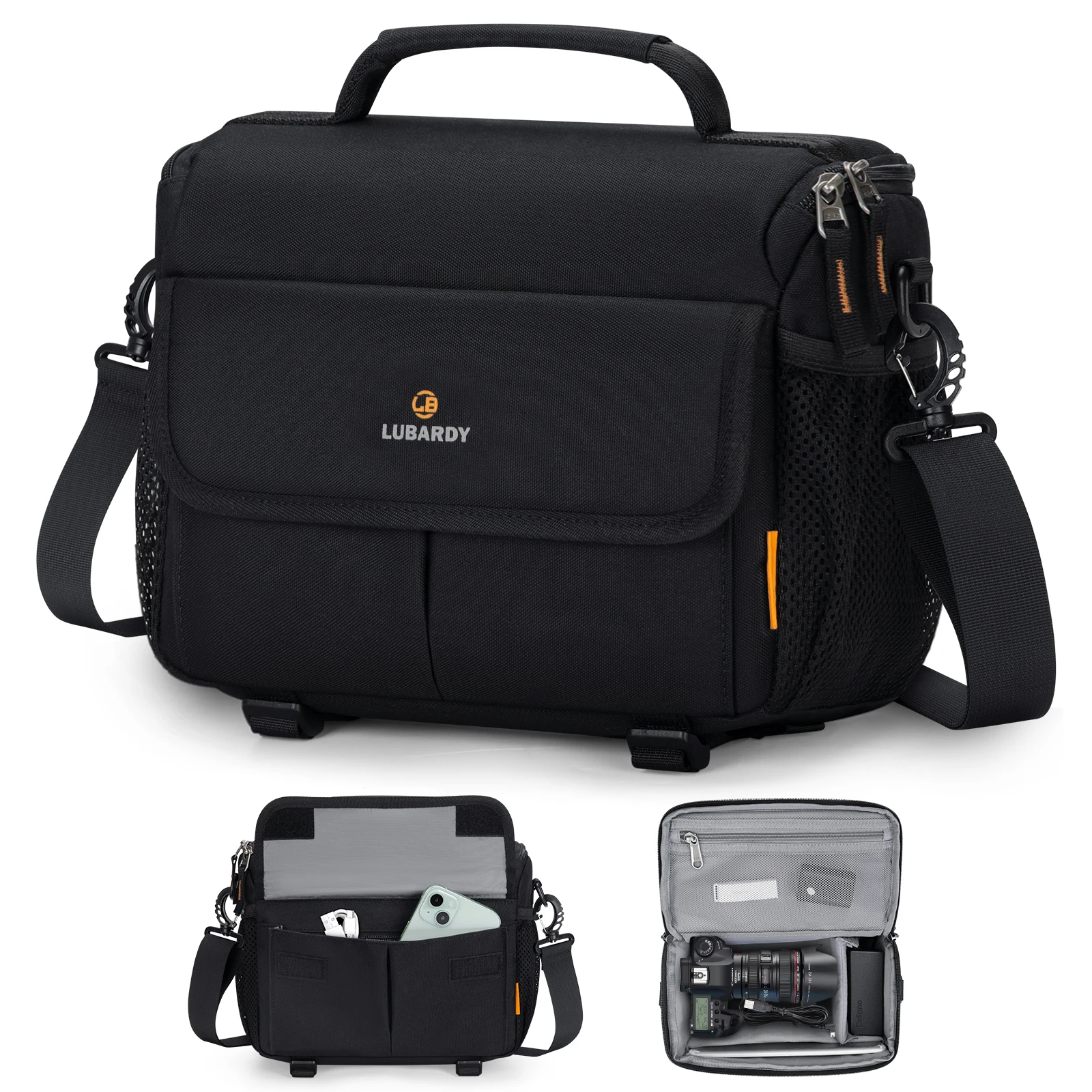 

RAINSMORE Camera Bag Small Camera Sling Bag Waterproof Camera Case with Tripod Holder Compact Camera Crossbody Bag