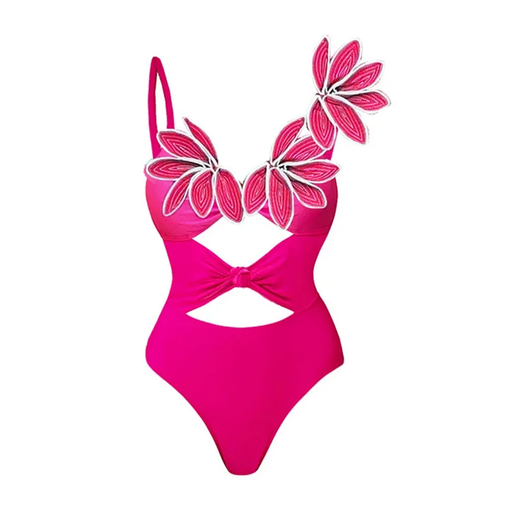 Einteilige Damen-Bademode, Blütenblatt, fluoreszierende Farbe, Badeanzug, Body, Bikini-Set, Strandurlaub, Stil, Tragen, Maxikleid, Rock