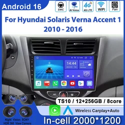Android 16 Carplay Car Radio For Hyundai Solaris Verna Accent 1 2010 - 2016 Multimedia Player 2 Din GPS 5G Wifi  DVD Head Unit