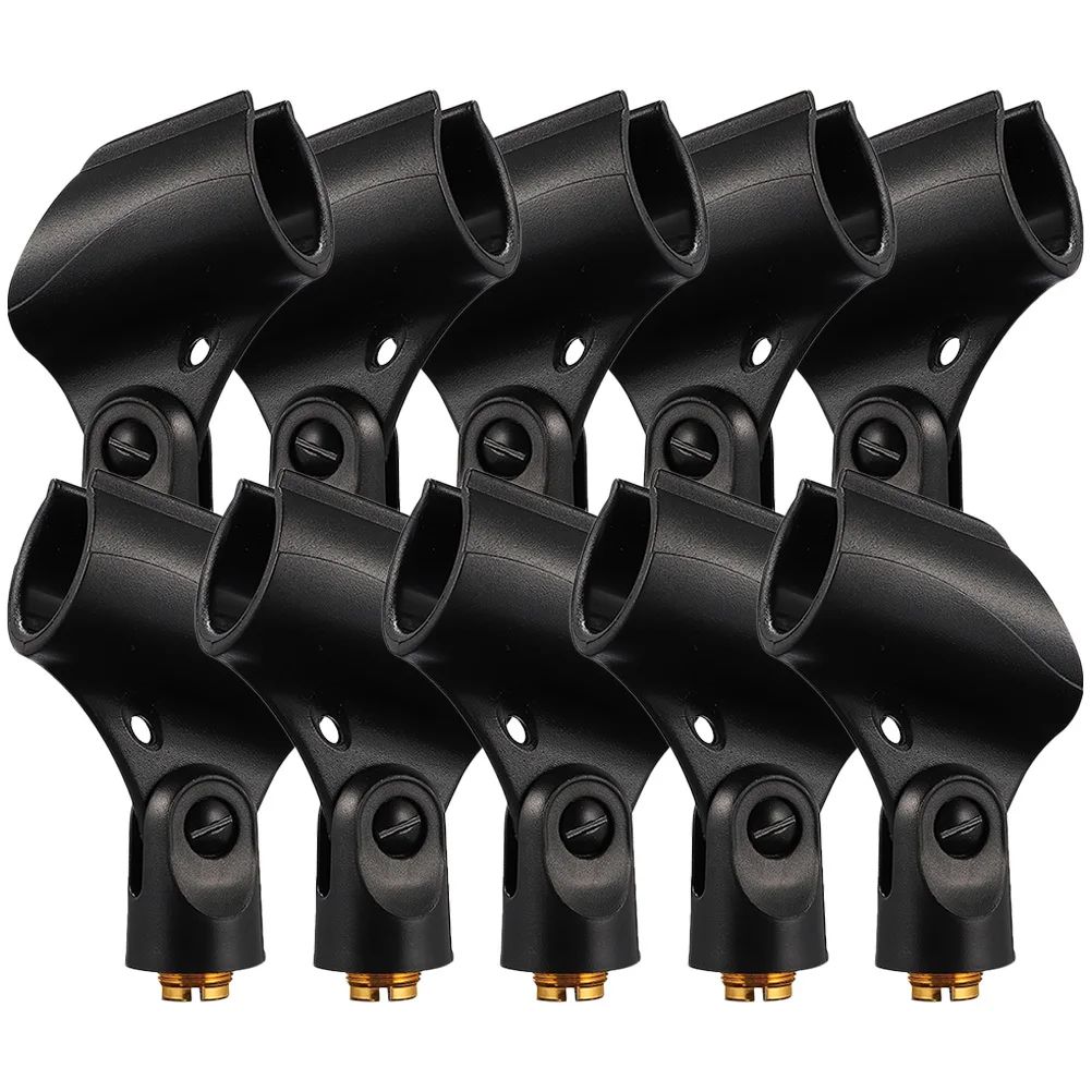 

10pcs Microphone Stand Clip Universal Holder Wireless Mic Clamp For Podcast Live Streaming Durable Pe Abs Rotation Lock