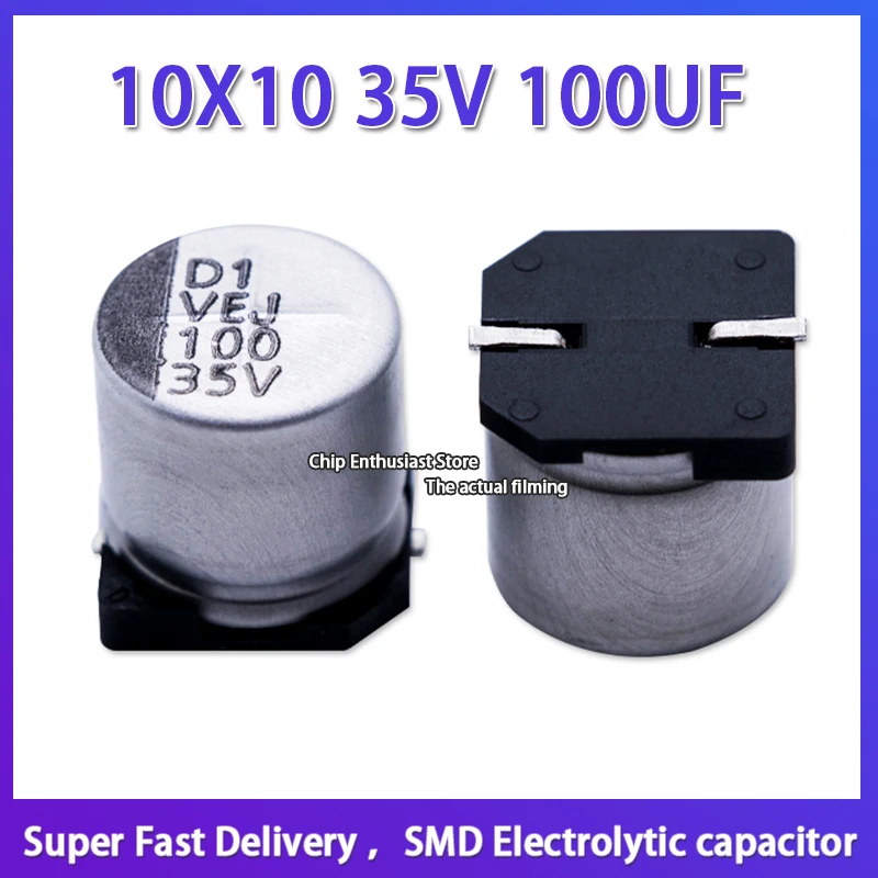 10PCS 10X10 100UF 35V Electrolytic capacitor SMD 10*10 100uf 35v Lilong