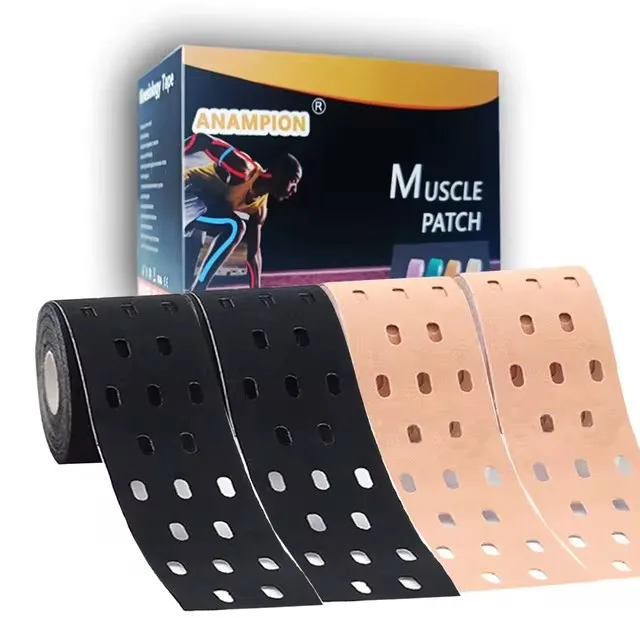 4 Rolls Perforated Kinesiology Tape Elastic Athletic Tape For Muscle Support Strain Injury Pain Relief Latex Free Breathable