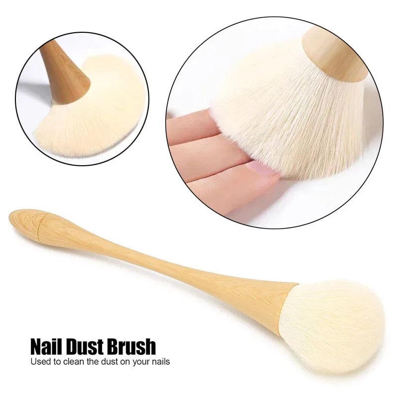 

Fluffy Nail Dust Cleaning Brush with Wooden Handle Soft Nail Duster Brush UV Gel Dust Cleaning Brushes UV Powder Remover Brush