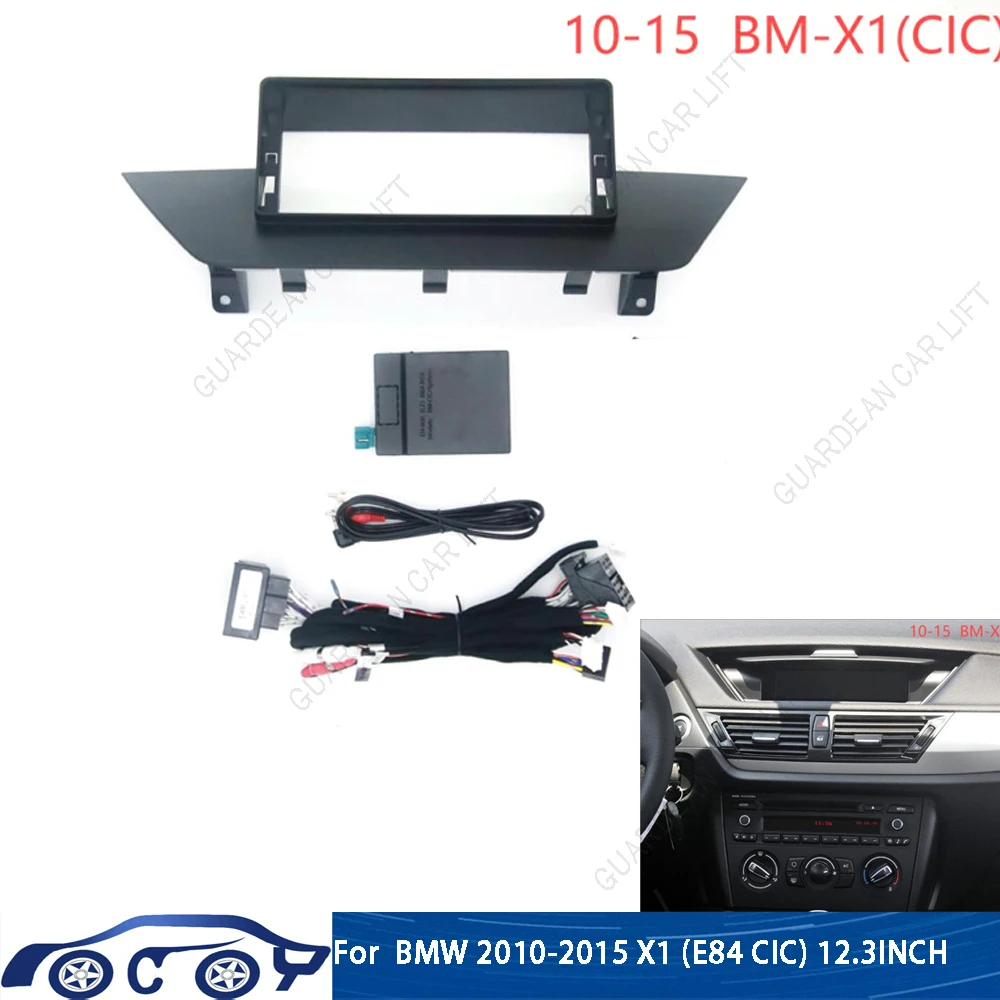 12.3Inch Car Radio Fascias For BMW X1 (E84) CIC System 2009-2015 Android Stereo Frame Panel With Cable Canbus Decoding