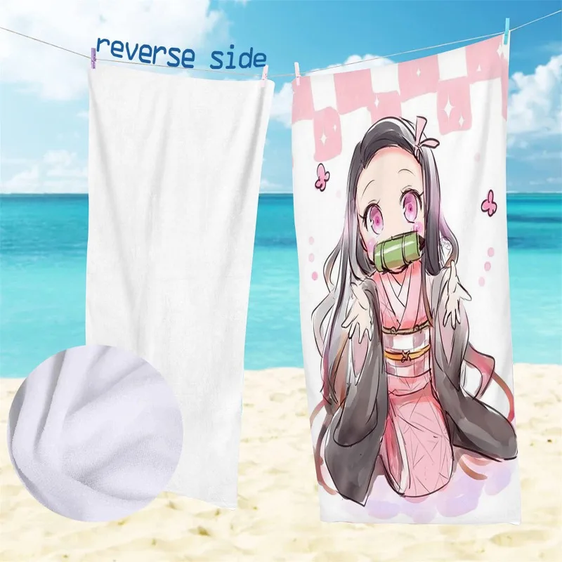 

In Stock Animation Demon Slayer Kamado Nezuko Fitness Running Sweat Practical Beach Towel Swimming Bath Towel Anime Model