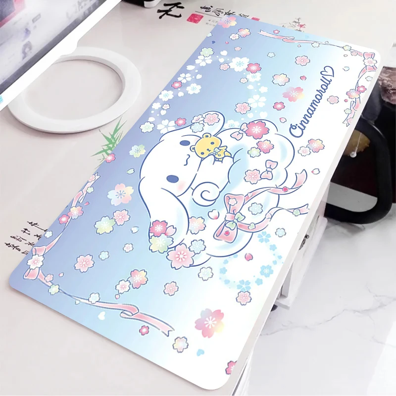 แผ่นรองเมาส์ซินนามอนโรลอะนิเมะเกมเมอร์แท็บเล็ตขนาดใหญ่ วาร์มิโลคีย์บอร์ดพรมอุปกรณ์เสริมสำหรับเล่นเกมน่ารักแผ่นรองเมาส์