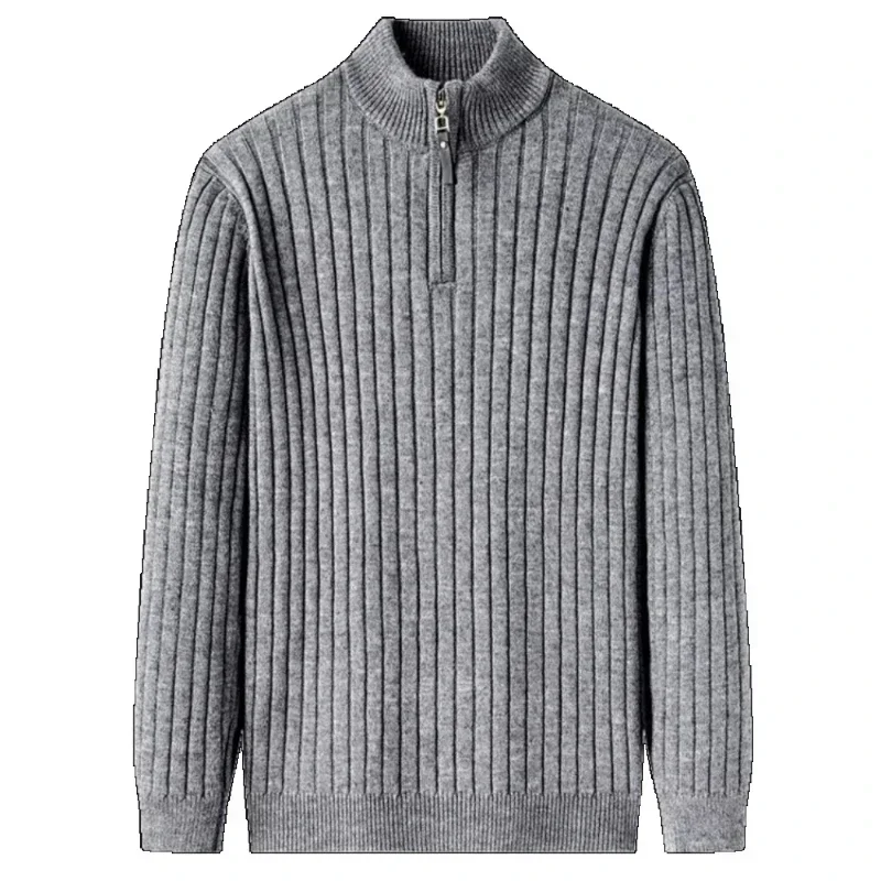 Men's Quarter Zipper Sweater for Autumn and Winter, Slim Fit and Casual Knit Stand Up Collar and Lapel Knit Sweater