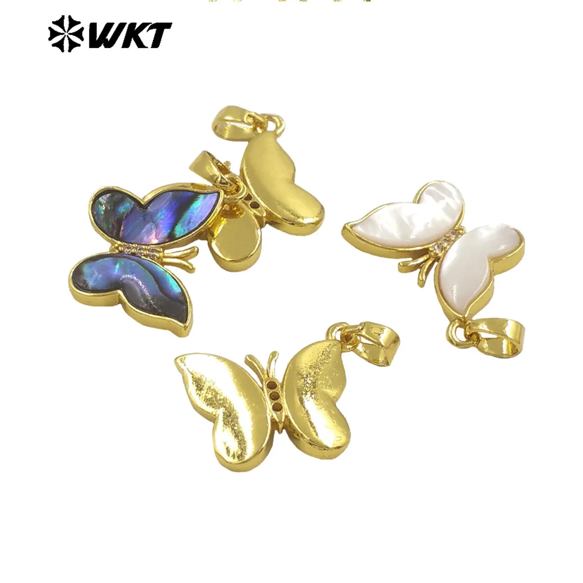 WT-JN282 Super Suitable For Girls Vivid Butterfly Natural Shell Pendant Two Color Can Be Choose 18K Gold Chain Necklace