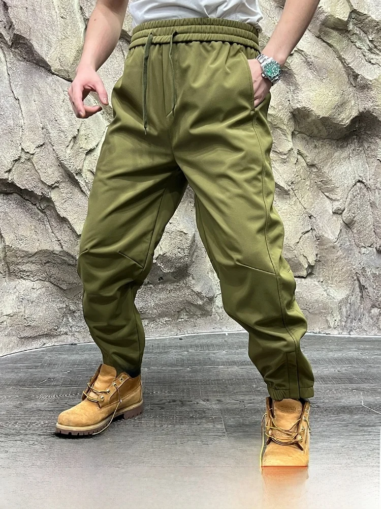 

Мужские осенне-зимние ветрозащитные водонепроницаемые повседневные брюки с эластичными манжетами из полиэфирного волокна, рабочая одежда Trou...