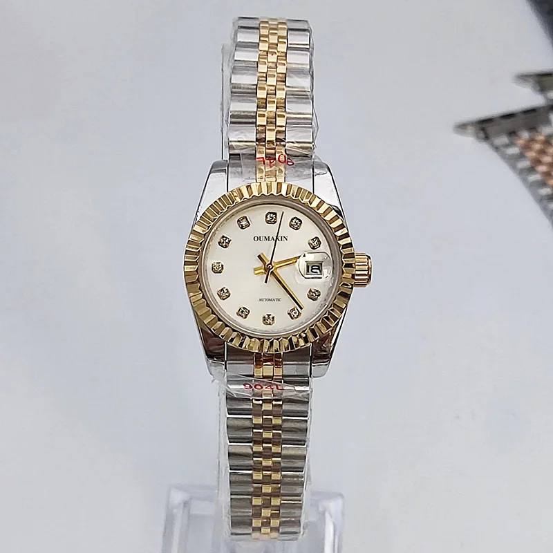 Classic Luxury Brand Watch Women Automatic Mechanical WristWatch Sapphire Glass Beige Dial 316 Stainless Steel for Women Watch