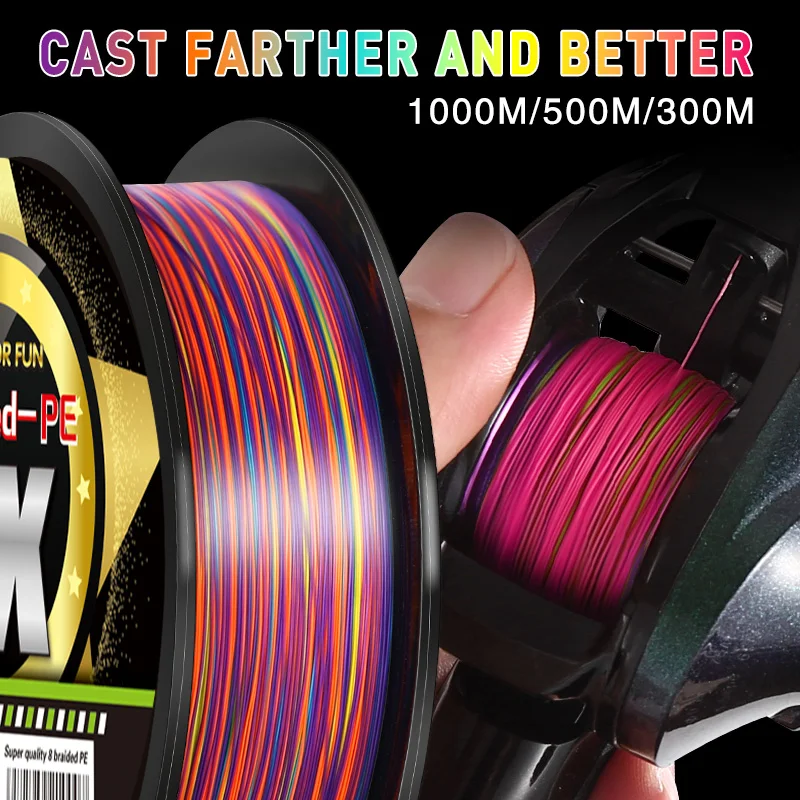 Imagem -05 - Vertentes Trançado Linha de Pesca Japão Multifilament pe 1000m 500m 300m Super Forte Multicolor Fishing Wire For Carp Pesca Linha Multifilamento Linha de Pipa Pescaria Linha de Pipas Chilenas Linha Alta Qualidade 8