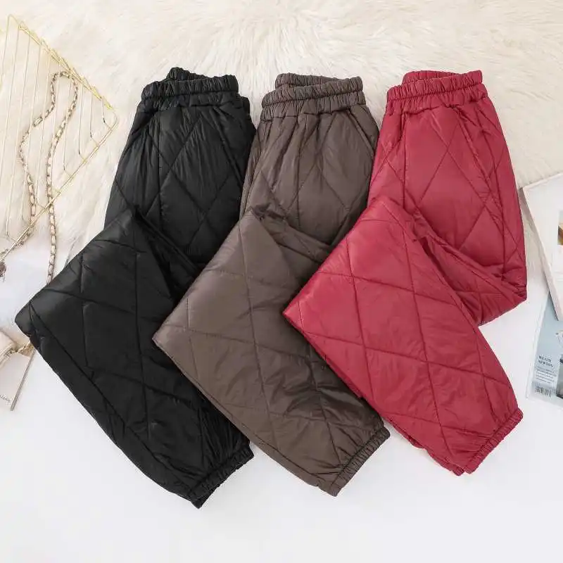 

Women's Lightweight down Cotton Pants High Waist Thickened Warm Loose Fit Fashionable Winter Trousers Versatile Stylish Trendy