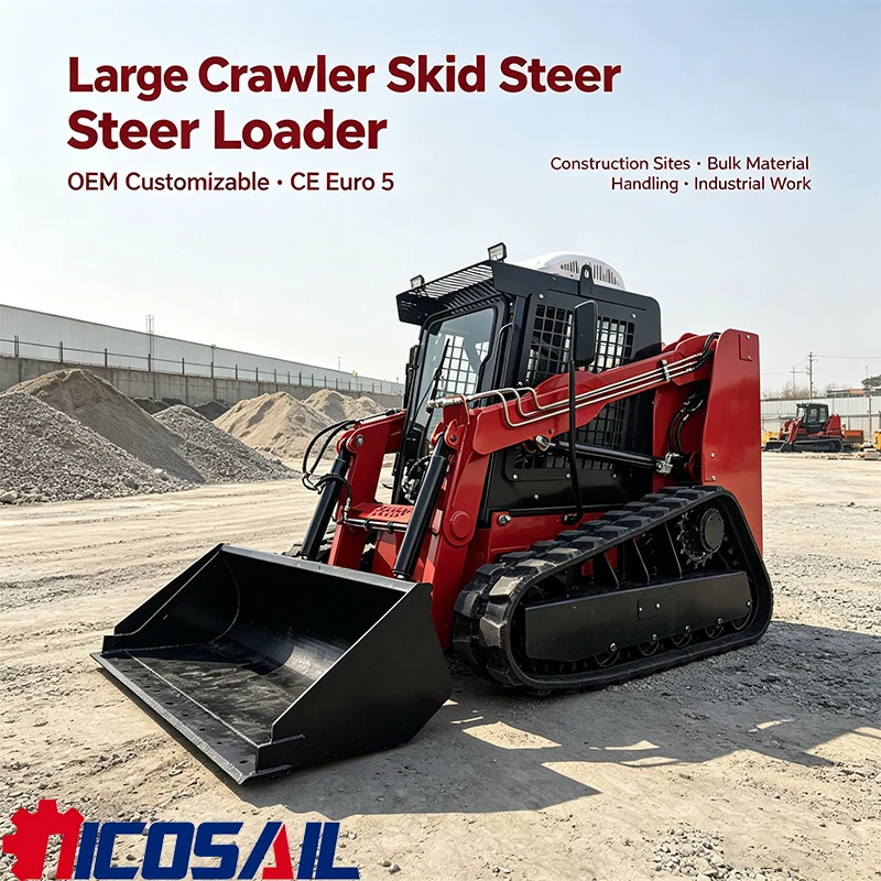 Large Crawler Skid Steer Loader OEM Customizable CE Euro 5 for Construction Sites, Bulk Material Handling and Industrial Work