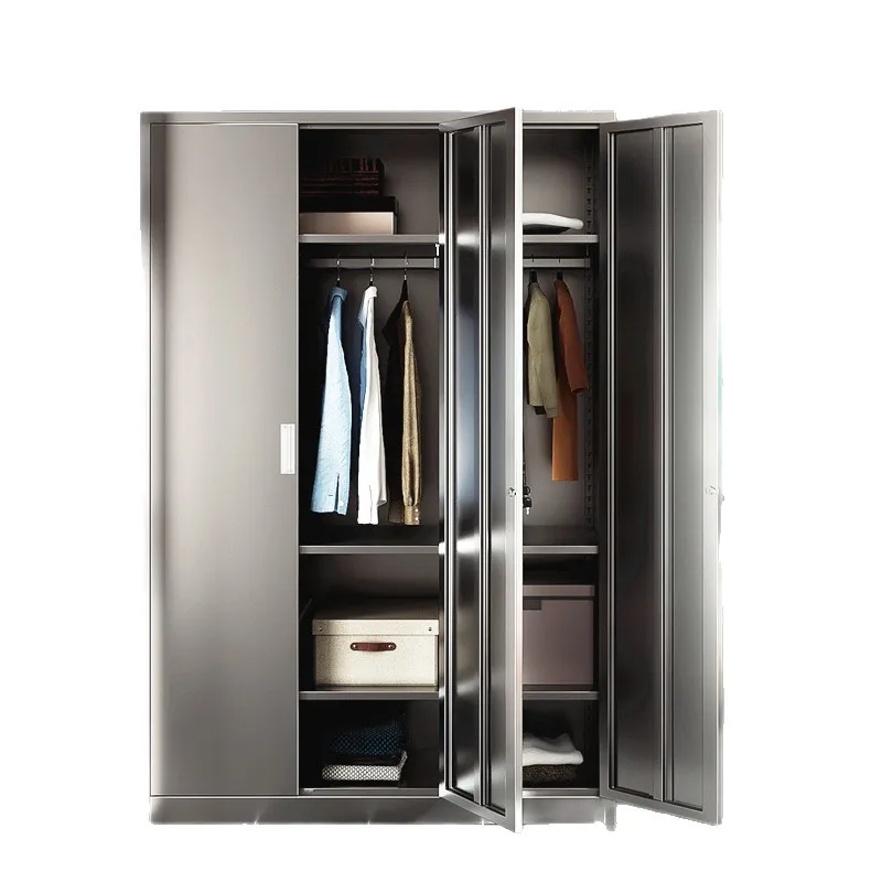 Household 304 stainless steel balcony locker waterproof sunscreen wardrobe storage utility metal thickened large cabinet