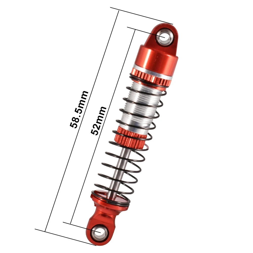 Peredam kejut aluminium paduan aluminium, suku cadang upgrade mobil Crawler RC 1/18 TRX4M, penyerap guncangan 52mm bahan Aloi aluminium