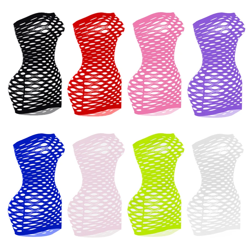 Sexy​ ​Lingerie Women Body Lenceria Erotic Fishnet Sensual Sex See Through Hot Pink Dress Mesh Bodysuit Underwear Costumes