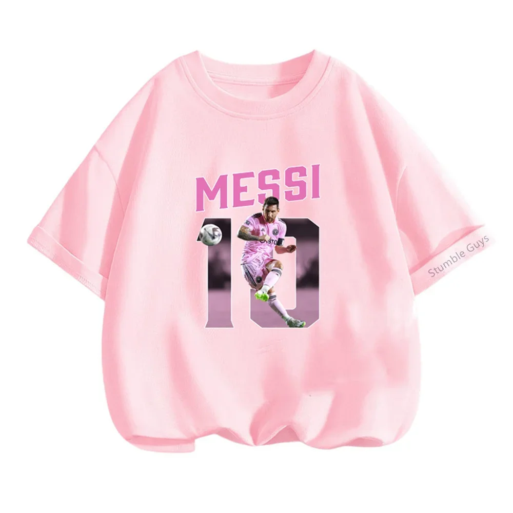 Narutoes Tshirt Boys Girls Clothing Summer Marios Short-sleeved Casual Sonic T-shirt Children's Sports Tops Messi Kids Clothes