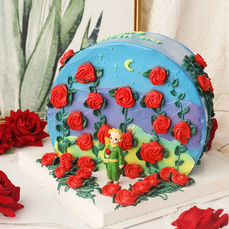Red Rose Little Prince Children Kid Happy Birthday Cake Topper Wedding Party Supplies Baby Shower Girl Boy Fox Rose Sweet Gifts